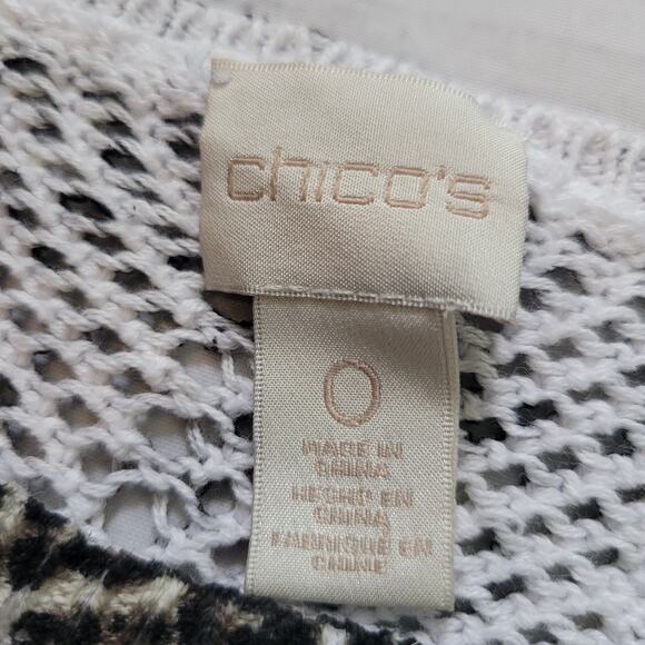 Chico's Size 0 US S Animal Print Slub Knit Hi-Low Long Sleeve Sheer Tunic Top - Picture 7 of 9